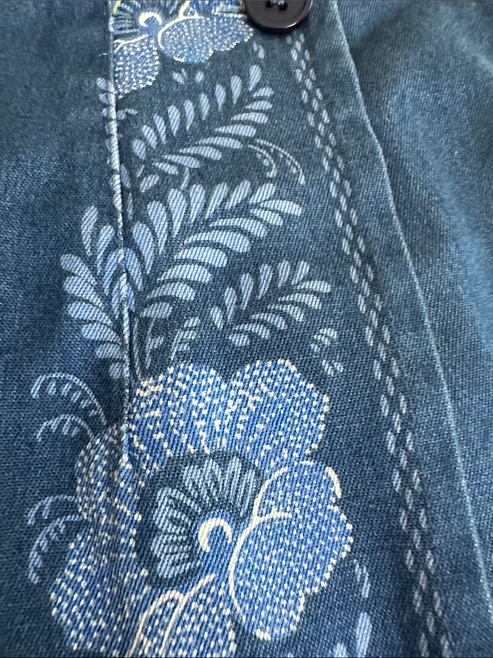 Talbots Blue Cotton Wrap Skirt with Floral Trim size 12 - Picture 5 of 7